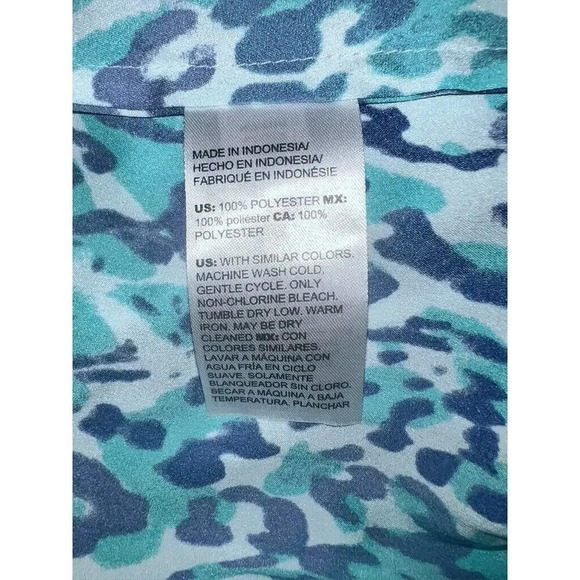 Chicos tank tie up 2 US 12/14 blue green animal print casual - Picture 2 of 10